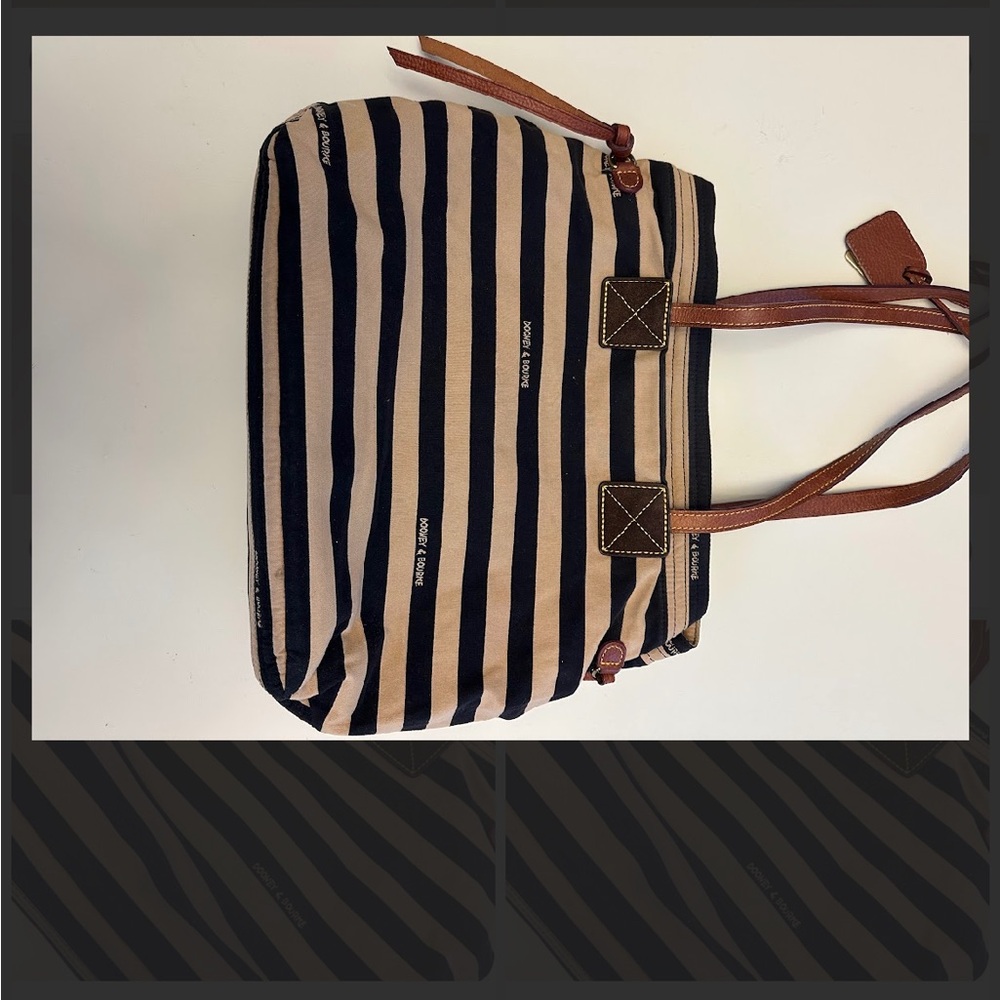 Striped Tan and Black Tote Bag